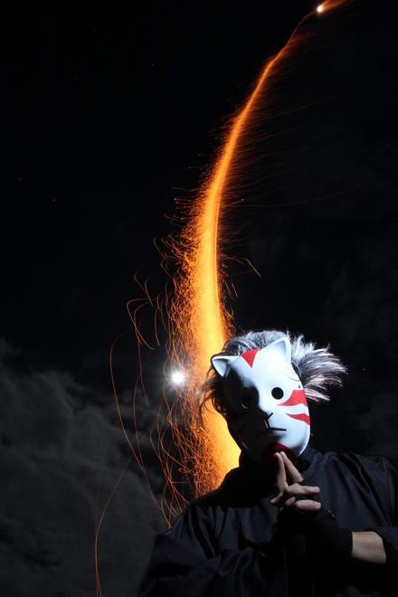 cosplay idea costume anbu mask cloak kunai wig naruto konoha ninja xtian mack shinobi japan anime Bulacan rice field giant sword moon cleaver higurashi billhook machete fireworks camera effects shutter flash delayed new year 2013 katon no jutsu