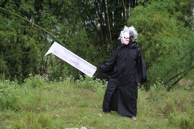 cosplay idea costume anbu mask cloak kunai wig naruto konoha ninja xtian mack shinobi japan anime Bulacan rice field giant sword moon cleaver higurashi billhook machete fireworks camera effects shutter flash delayed new year 2013