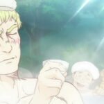 Lucius with japanese folks in onsen